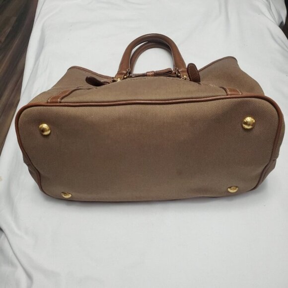 Prada Vintage Leather Canvas Shoulder Top Handle Bag - Picture 5 of 8